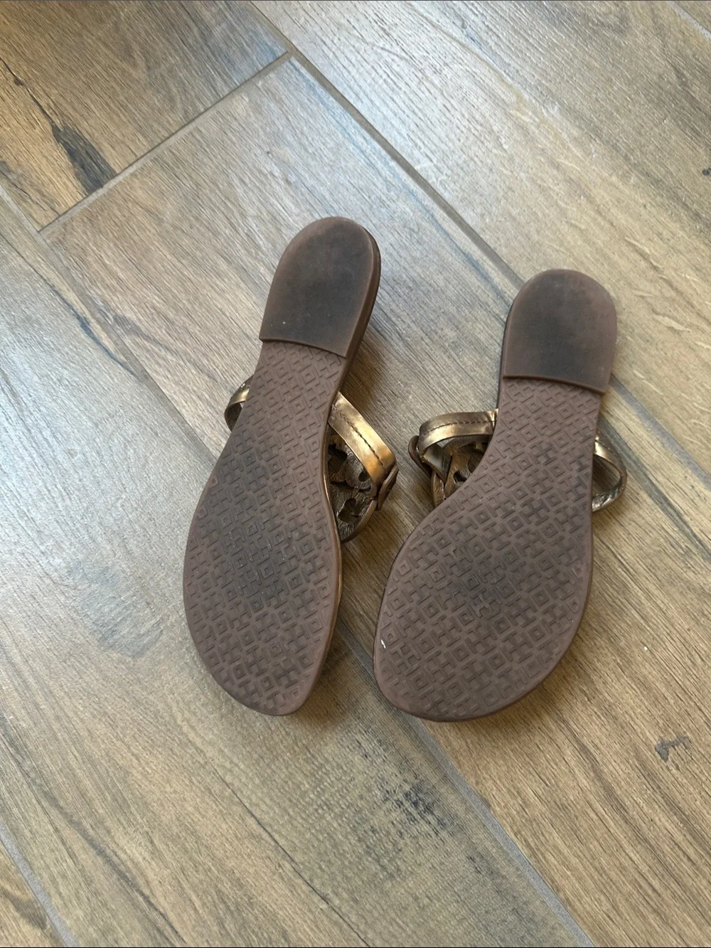 Tory Burch Bronze Logo Thong Sandals